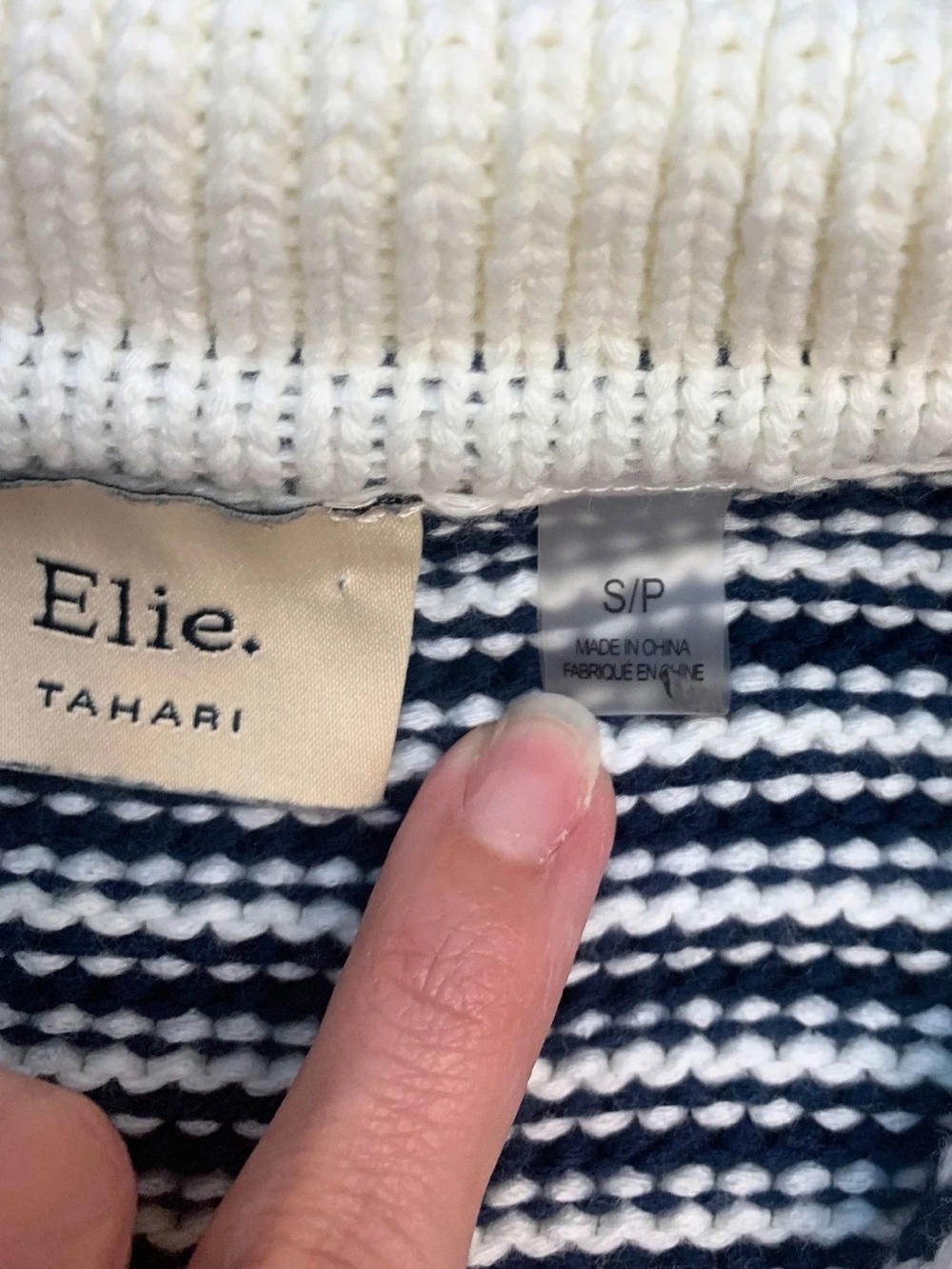 Elie Tahari Navy White Striped Sweater Top Vest Sleeveless Nautical Coastal USA - Picture 3 of 10
